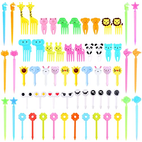 86 Pcs Animal Food Picks for Kids,Cute Cartoon Animal Fruit Food Toothpicks