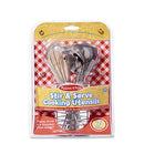 Melissa & Doug Stir and Serve Cooking Utensils (7 pcs) - Stainless Steel and Wood