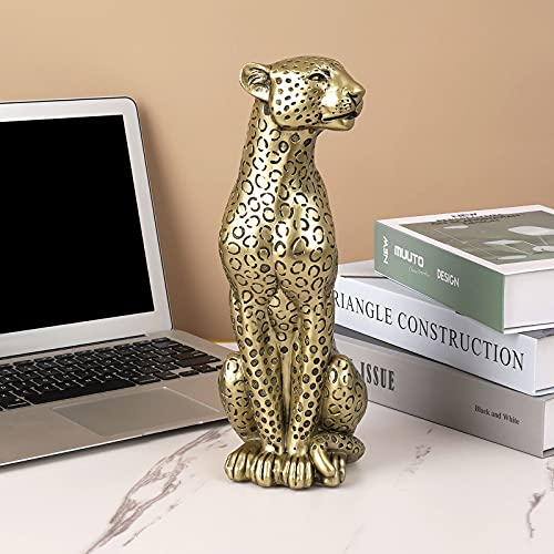 Cheetah Statue Home Decor Leopard Sculpture Resin Sitting Cheetah Figurine