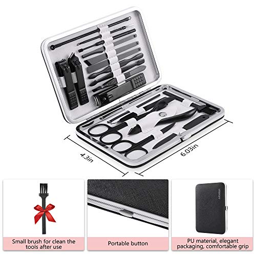 Manicure Set,19pcs Stainless Steel Professional Nail Clippers Pedicure Set