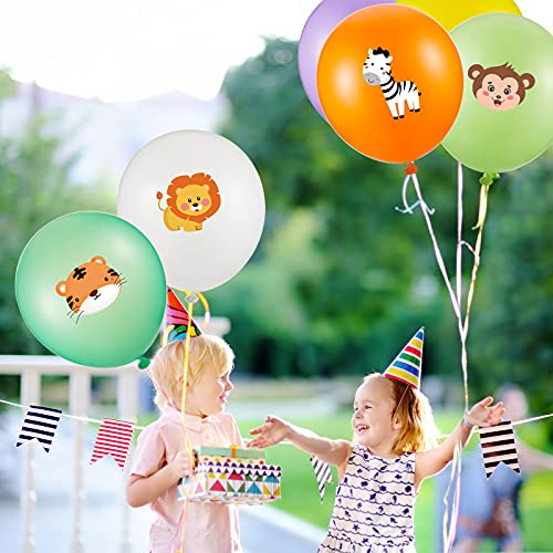 72 Pieces Jungle Animal Balloons Jungle Animal Latex Helium Balloons 12 Inches