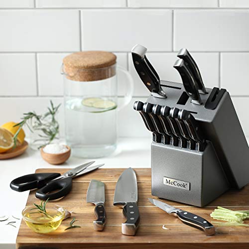 Knife Sets,15 Pieces German Stainless Steel Kitchen Knife Block Set