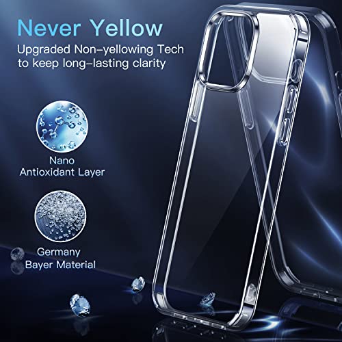 Crystal Clear Designed for iPhone 13 Pro Case, [Not Yellowing] [Military Drop Protection]