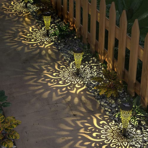 6 Pack Solar Lights Outdoor Garden Decorative Solar Garden Lights with Warm Light Waterproof Solar