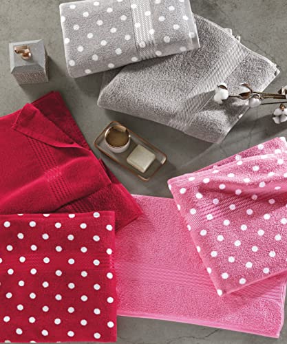 Polka Dot Bathroom Cotton Terry Bath Towels 27 x 54 Inches