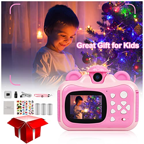 Instant Print Digital Camera for Kids, Toddler Camera with Zero Ink Print Paper, 20MP