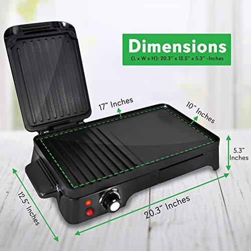 2-in-1 Panini Press Grill Gourmet Sandwich Maker & Griddle, Nonstick Coating