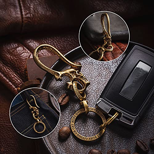 Skull Keychains Cool Brass Keyring for Men