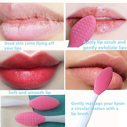 3 PCS Lip Scrub Brush, Double-Sided Silicone Exfoliating Lip Brush