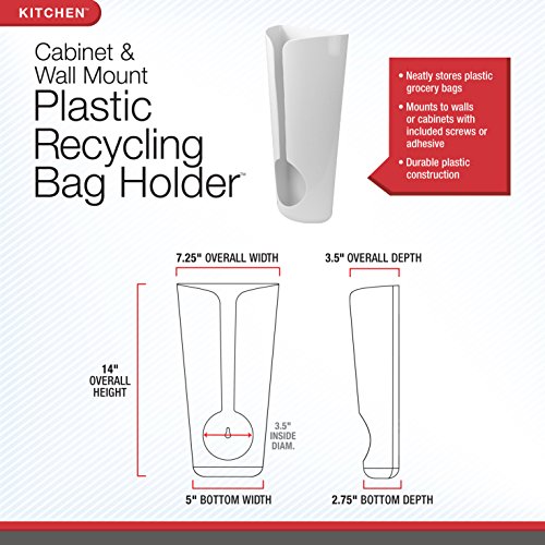 White Plastic Bag Holder, Wall Mount or Adhesive