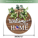 Seasonal Welcome Sign Front Door Decoration, Rustic Round Wood All Seasons