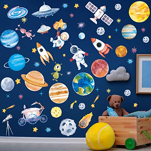 6 Sheets Space Wall Decal Planet Wall Sticker Solar System Wall Decals
