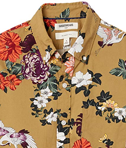 Men's Slim-Fit Short-Sleeve Poplin Shirt, Abstract Floral Print, X-Large