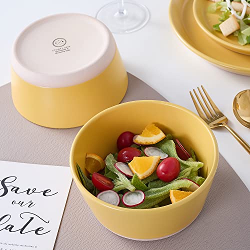 Stone Lain Jules Stoneware 32-piece Round Dinnerware Set, Yellow