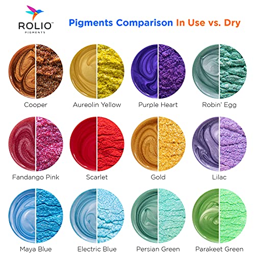 Rolio Mica Powder - 24 Pearlescent Color Pigments for Paint, Dye, Nail Polish