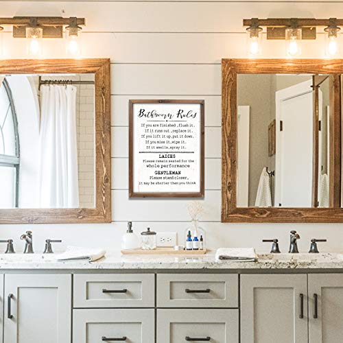 Rustic Bathroom Rules Sign ,Farmhouse Toilet Wall Decor