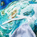 Aqua Blue Duvet Cover Set Queen Size,3 Pcs Soft Cooling Aesthetic Duvet Cover