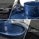 Ceramic Soup and Sandwich Plate Combo, 16 oz Soup Bowls/Mugs/Cups with Handles & 9.85-inch Oval Bread Plates, Soup and Cracker/Side Bowls Set