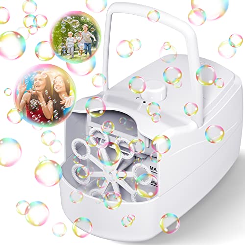 Automatic Bubble Blower Portable Bubble Maker with 2 Speeds,5000+ Bubbles Per Minute