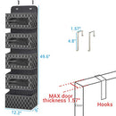 Over The Door Hanging Organizer with 5 Large Pockets,Foldable Wall Mount Fabric