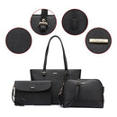Handbags for Women Shoulder Bags Tote Satchel Hobo 3pcs Purse Set Black
