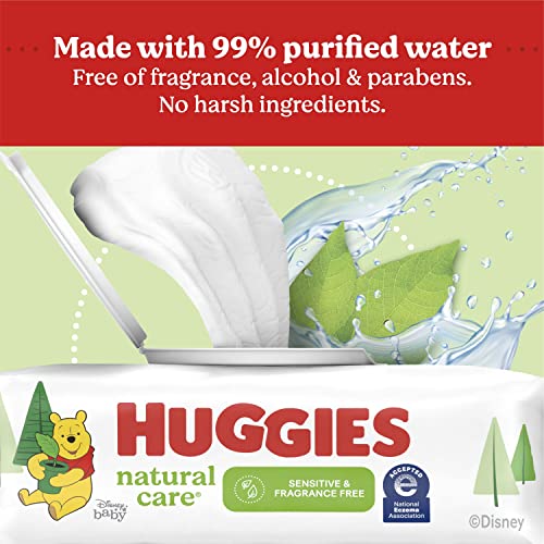 Huggies Natural Care Sensitive Baby Diaper Wipes, Unscented, Hypoallergenic