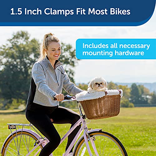 Happy Ride Wicker Bicycle Basket for Dogs and Cats