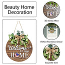 Seasonal Welcome Sign Front Door Decoration, Rustic Round Wood All Seasons