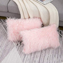 Set of 2 Lumbar Pink Fluffy Pillow Covers New Luxury Series Merino Style