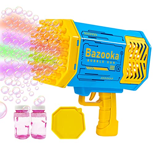 69 Holes Bubbles Rocket Launcher Gun Machine with Colorful Lights for Adults Kids