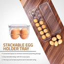 Egg Container For Refrigerator - 14 Egg Container With Lid & Handle, Egg Holder For Refrigerator, Egg Storage & Egg Tray (Pack of 1)