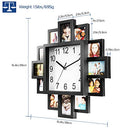 Photo Frame Clock Picture Collage 12-Picture Display Wall Clock Photowall Wall Hanging Home Decor