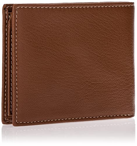 Men's Leather Wallet with Attached Flip Pocket, tan, One Size