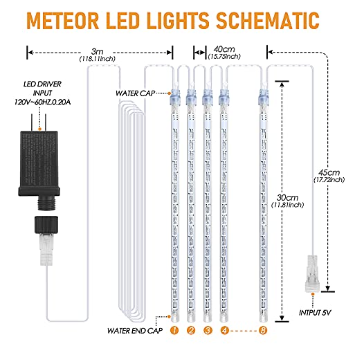 Icicle Lights Snowfall Meteor Shower Rain Light Christmas LED Decoration Falling Drop String Light