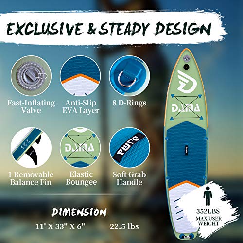 DAMA Inflatable Stand Up Paddle Board 11'x33 x6, Inflatable Yoga Board