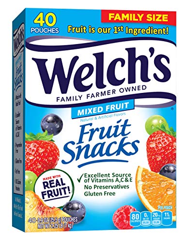 Welch's Fruit Snacks, Mixed Fruit, Gluten Free, Bulk Pack, 0.9 oz Individual Single Serve