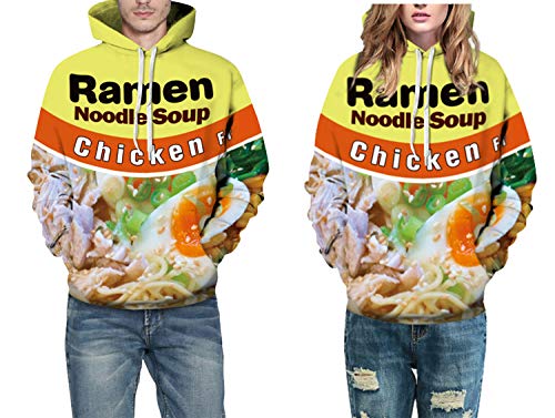 3D Ramen Chicken Noodle Soup Hoodies Sweatshirts for Men Women Cotton Cute Tag XL