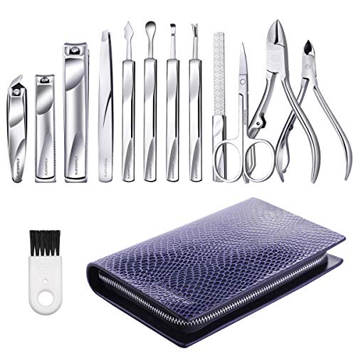 FAMILIFE L11 Manicure Set, 12 in 1 Stainless Steel Nail Clipper Set Professional Manicure Pedicure Set with Portable Travel Case for Women Men