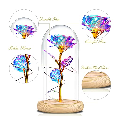 Valentines Flowers Roses Gifts for Women Girlfriend Wife ,Galaxy Glass Rose in A Glass
