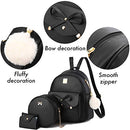 Girls Bowknot 3-Pieces Fahsion Leather Backpack Backpack Purse