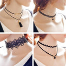 Trasfit 10 Pieces Lace Choker Necklace for Women Girls, Black Classic Velvet Stretch