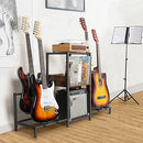 Guitar Stand 4-Tier for Acoustic, Electric Guitar, Bass, Guitar Rack Holder Floor Adjustable for Multiple Guitars, Guitar Amp Accessories, Guitar Display for Music Room Home Studio with Wooden Shelf
