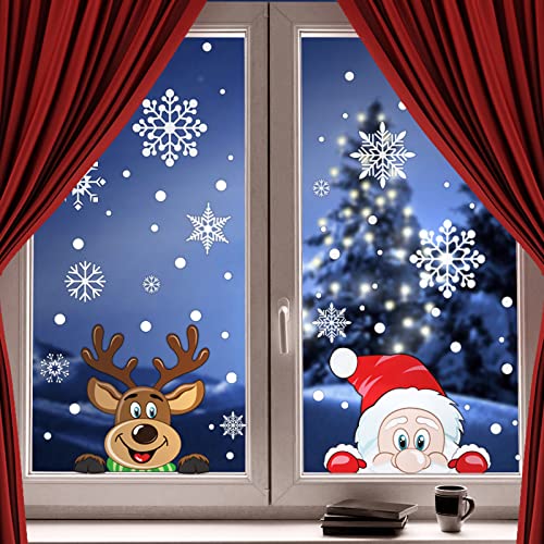 300 PCS 8 Sheet Christmas Snowflake Window Cling Stickers for Glass  for Party