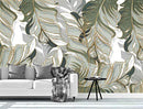 Wall Mural Hand-Painted Tropical Plants Leaves Lines Light Luxury Wallpaper (Not Self-Adhesive)