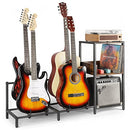 Guitar Stand 4-Tier for Acoustic, Electric Guitar, Bass, Guitar Rack Holder Floor Adjustable for Multiple Guitars, Guitar Amp Accessories, Guitar Display for Music Room Home Studio with Wooden Shelf