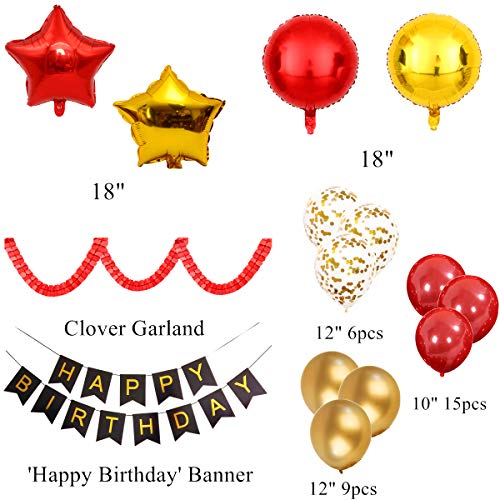 Red Gold 36pcs Balloons Confetti Balloon Pack for Boy Girl Birthday Baby Shower Party Decoration