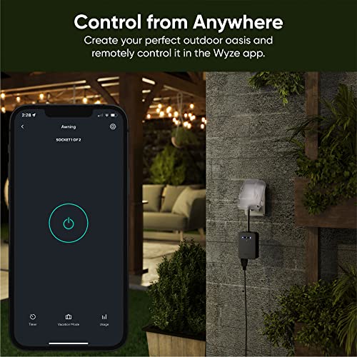 Plug Outdoor, Dual Outlets Energy Monitoring, IP64, 2.4GHz WiFi Smart Plug, Works with Alexa, Google Assistant, IFTTT