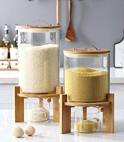 Flour and Cereal Container, 5L/8L, Rice Dispenser, Creative Glass Food Storge
