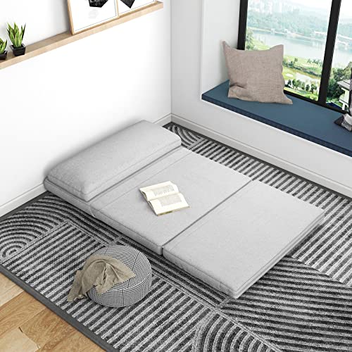 Convertible Futon Sofa Chair 4 in 1 Multi-Function Modern Mini Single Floor Sleeper Bed