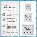 Kitchen Canisters Set of 3 - Airtight Potato, Onion & Garlic Keeper -White